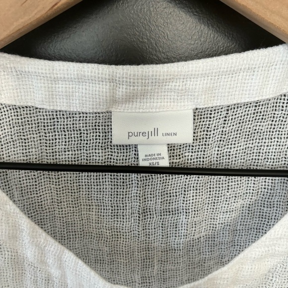 J Jill purejill 100% Open Weave Linen White Side-Tie Poncho Oversized Flowy Top - Picture 4 of 5